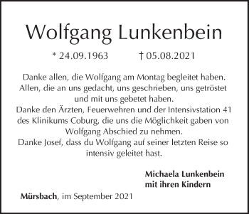 Anzeige von Wolfgang Lunkenbein von MGO