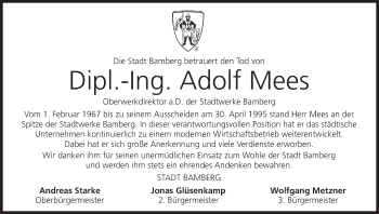 Anzeige von Adolf Mees von MGO