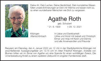 Anzeige von Agathe Roth von MGO