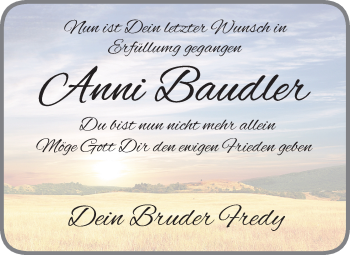 Anzeige von Anni Baudler von MGO