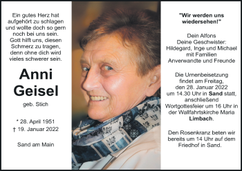 Anzeige von Anni Geisel von MGO