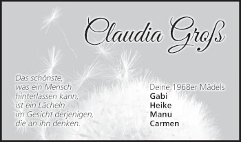 Anzeige von Claudia Groß von MGO