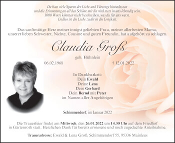 Anzeige von Claudia Groß von MGO