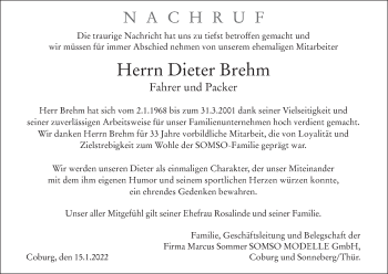 Anzeige von Dieter Brehm von MGO