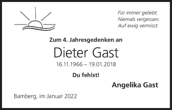 Anzeige von Dieter Gast von MGO