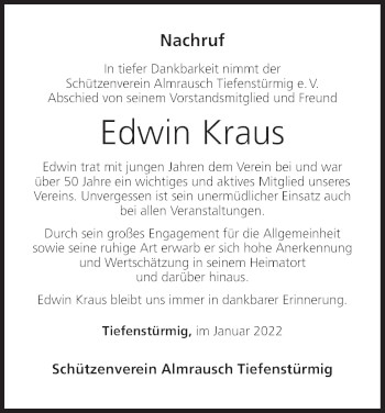 Anzeige von Edwin Kraus von MGO