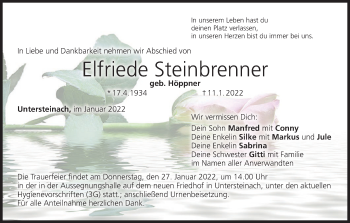 Anzeige von Elfriede Steinbrenner von MGO