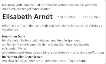 Anzeige von Elisabeth Arndt von MGO