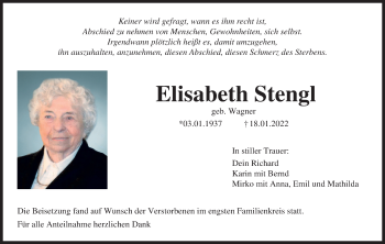 Anzeige von Elisabeth Stengl von MGO