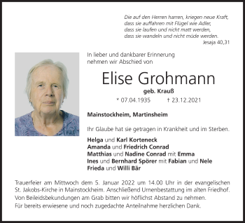 Anzeige von Elise Grohmann von MGO