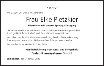 Anzeige von Elke Pletzkier von MGO