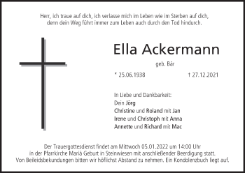 Anzeige von Ella Ackermann von MGO