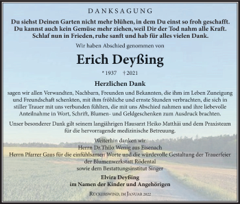 Anzeige von Erich Deyßing von MGO