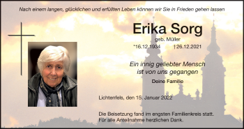 Anzeige von Erika Sorg von MGO