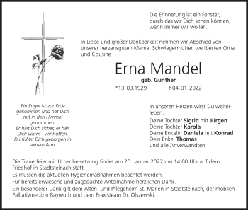Anzeige von Erna Mandel von MGO