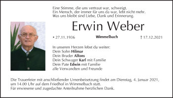 Anzeige von Erwin Weber von MGO