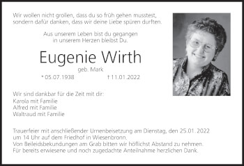 Anzeige von Eugenie Wirth von MGO