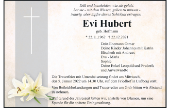Anzeige von Evi Hubert von MGO