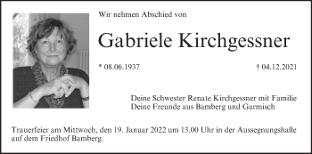 Anzeige von Gabriele Kirchgessner von MGO