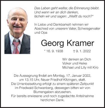 Anzeige von Georg Kramer von MGO
