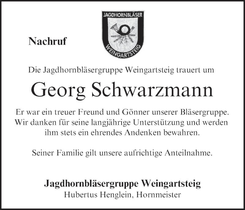  Traueranzeige für Georg Schwarzmann vom 22.01.2022 aus MGO