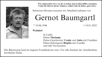 Anzeige von Gernot Baumgartl von MGO