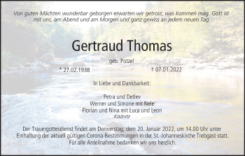 Anzeige von Gertraud Thomas von MGO