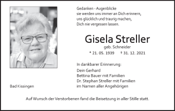 Anzeige von Gisela Streller von MGO