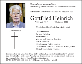 Anzeige von Gottfried Heinrich von MGO