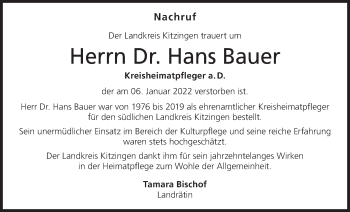 Anzeige von Hans Bauer von MGO