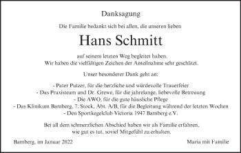Anzeige von Hans Schmitt von MGO