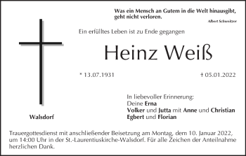 Anzeige von Heinz Weiß von MGO
