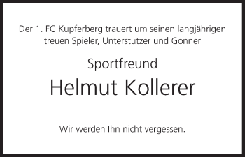 Anzeige von Helmut Kollerer von MGO