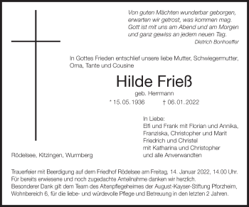 Anzeige von Hilde Frieß von MGO