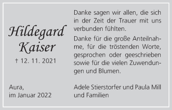 Anzeige von Hildegard Kaiser von MGO