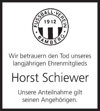 Anzeige von Horst Schiewer von MGO