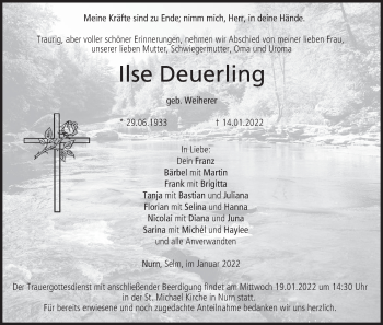 Anzeige von Ilse Deuerling von MGO