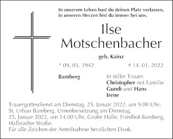 Anzeige von Ilse Motschenbacher von MGO