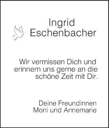 Anzeige von Ingrid Eschenbacher von MGO