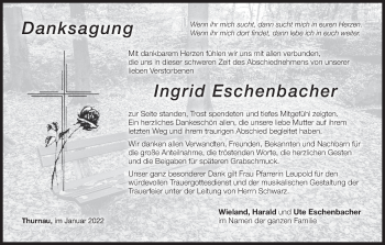 Anzeige von Ingrid Eschenbacher von MGO