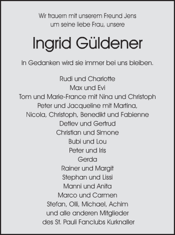 Anzeige von Ingrid Güldener von MGO