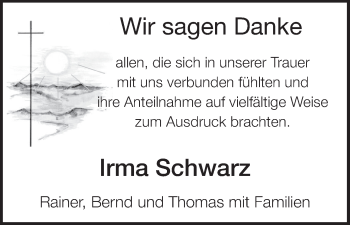 Anzeige von Irma Schwarz von MGO