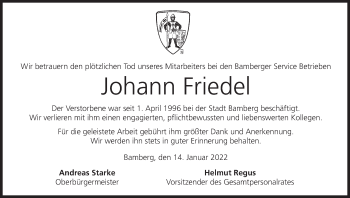Anzeige von Johann Friedel von MGO
