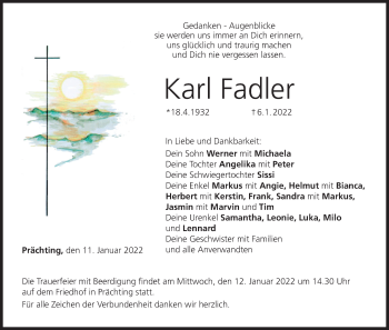 Anzeige von Karl Fadler von MGO