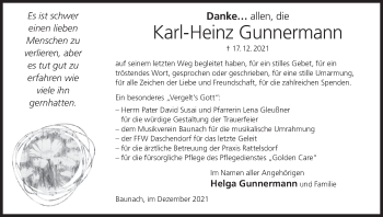Anzeige von Karl-Heinz Gunnermann von MGO