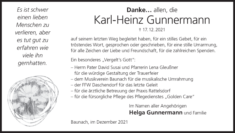  Traueranzeige für Karl-Heinz Gunnermann vom 15.01.2022 aus MGO