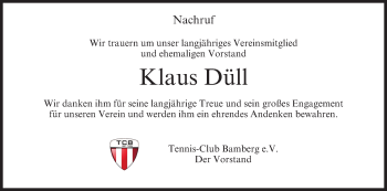 Anzeige von Klaus Düll von MGO