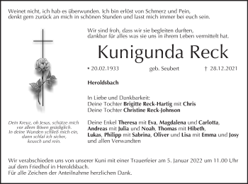 Anzeige von Kunigunda Reck von MGO