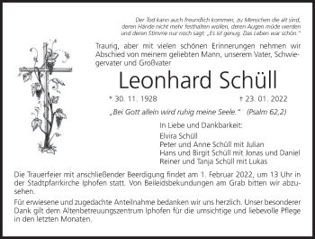 Anzeige von Leonhard Schüll von MGO