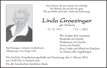 Anzeige von Linda Groezinger von MGO